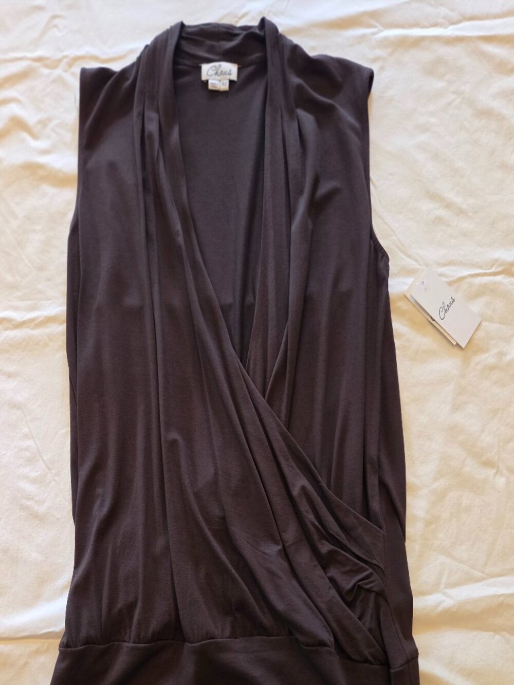 Chaus Sleeveless Faux Wrap Surplice Top NWT Brown XL